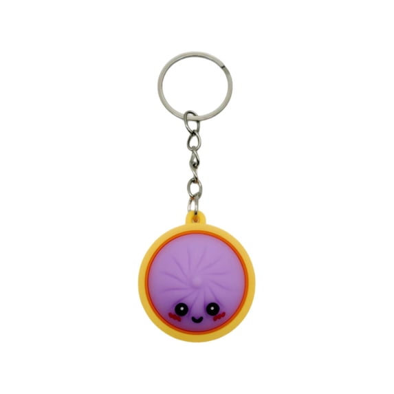 Mini Dumpling Keychain, Cute Cartoon Fidget Squeeze Toy for Backpacks Bags, Soft Rubber Xiao Long Bao Stress Relief Charm Set for Adults