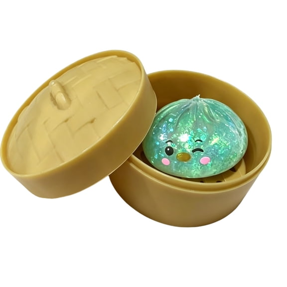 Mini Dumpling Squishy Ball with Steamer Basket, 2.36 Inch Stress Relief Fidget Ball