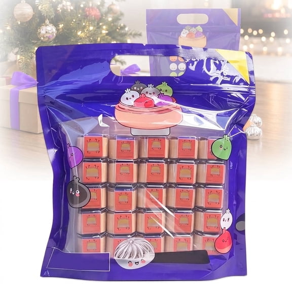 Mini Dumpling Squishy Mystery Box, 25 Count Cute Squishy Dumplings with Fun Expressions, Portable Squeeze Fidgets for Stress Relief