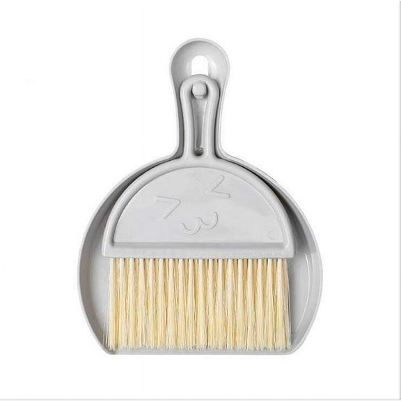 Mini Dust Pan and Brush Set, Mini Hand Broom Dustpan Set for Table, Desk, Countertop, Keyboard, Cat, Dog and Other Pets(Grey)