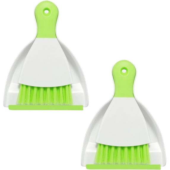 Mini Dustpan and Brush Set 2 Pack, Small Broom and Dustpan Set Dust Pan and Mini Hand Broom Dustpan and Broom Combo Compact for Home Table Keyboards Sofa Kitchen, Dark & Blue