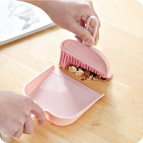 Mini Dustpan And Brush Set,Small Dustpan and Brush Set,Whisk Broom and Dust Pans with Rubber Edge, Mini Hand Broom and Dustpan Cleaning Tool for Cars,Desk(Pink 7in)from ANMUYUM