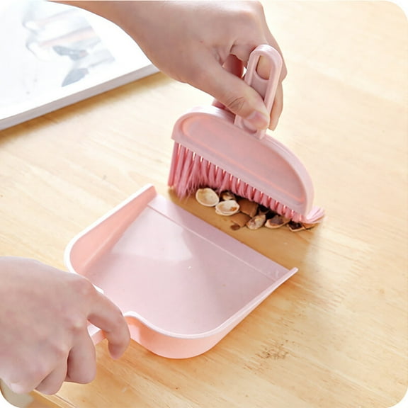 Mini Dustpan And Brush Set,Small Dustpan and Brush Set,Whisk Broom and Dust Pans with Rubber Edge, Mini Hand Broom and Dustpan Cleaning Tool for Cars,Desk(Pink 7in)from ANMUYUM