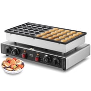 Mini Dutch Pancake Maker 50PCS 43mm Diameter Dorayaki Baker Machine 1700W Commercial Electric Poffertjes Grill Non Stick Stainless Steel Dual Temperature Time Control for Home Kitchen Restaurant
