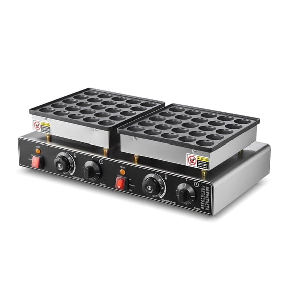 Mini Dutch Pancake Maker - 50pcs Dorayaki Machine, 1800W Electric Poffertjes Grill, Non-Stick Stainless Steel, Dual Temp Control, for Restaurant & Home