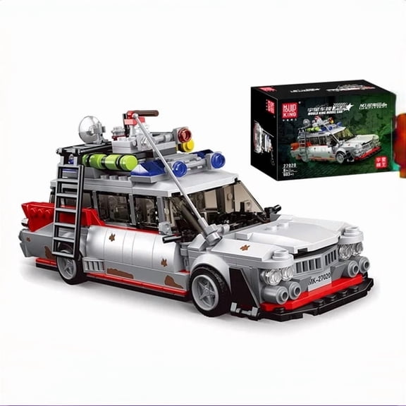 Mini ECTO-1 Ghost Bus Model Kit Technical Car Building Blocks Toy, DIY Assembly Gift for Kids