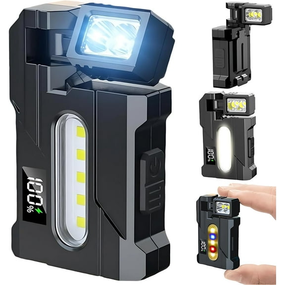 Mini EDC Flashlight 1200 Lumens – 2PCS Super Bright 3 Modes EDC Flashlight, Rechargeable Mini ABS Light with Magnet, Portable Pocket Dual Light, 180° Rotatable Magnetic Torches for Outdoor Emergency