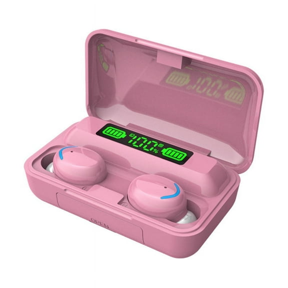 Mini Ear Buds Mic In-Ear Wireless Earphones IPX7 Waterproof Led Display Wireless Earbuds for Cycling Running Pink