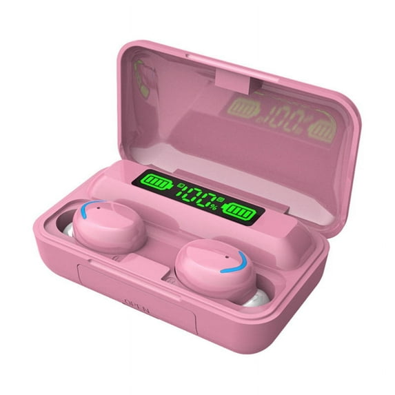 Mini Ear Buds Mic In-Ear Wireless Earphones IPX7 Waterproof Led Display Wireless Earbuds for Cycling Running Pink