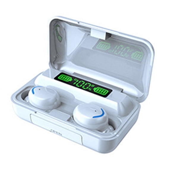 Mini Ear Buds Mic In-Ear Wireless Earphones IPX7 Waterproof Led Display Wireless Earbuds for Cycling Running White