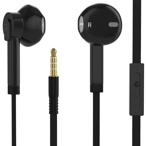 Mini Earbuds with Microphone with 3.5mm Jack for iPhone Android & Windows Smartphones, Youtube, Interview, Video Recording - Black