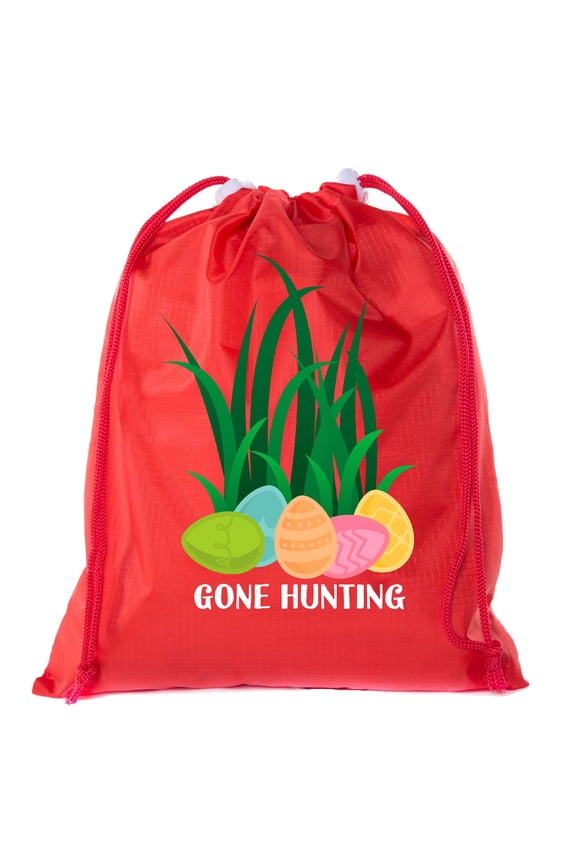 Mini Easter Basket Bags, Bulk Drawstring Cinch Sacks, Mini Easter Bunny Bags - Gone Hunting