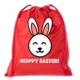 thumbnail image 1 of Mini Easter Basket Bags, Bulk Drawstring Cinch Sacks, Mini Easter Bunny Bags - Hoppy Easter, 1 of 2