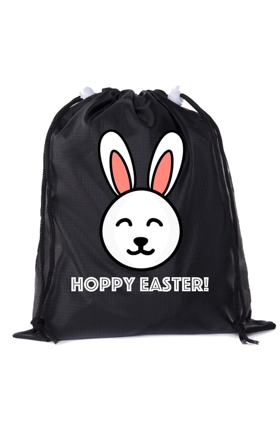Mini Easter Basket Bags, Bulk Drawstring Cinch Sacks, Mini Easter Bunny Bags - Hoppy Easter