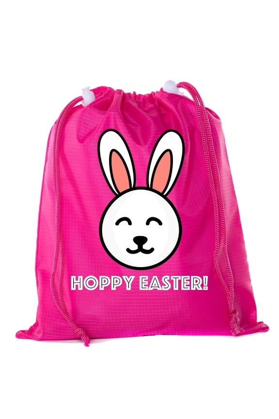 Mini Easter Basket Bags, Bulk Drawstring Cinch Sacks, Mini Easter Bunny Bags - Hoppy Easter