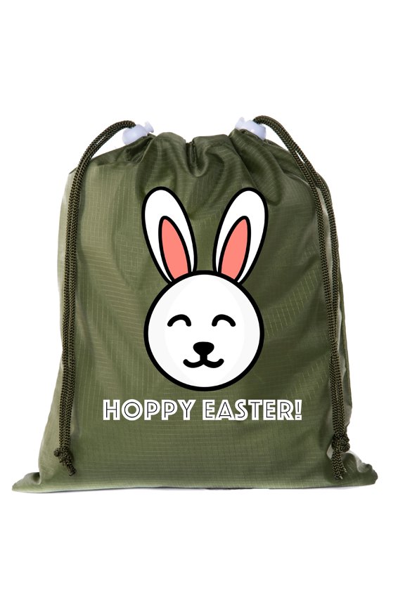 Mini Easter Basket Bags, Bulk Drawstring Cinch Sacks, Mini Easter Bunny Bags - Hoppy Easter