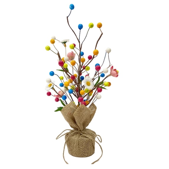 Mini Easter Egg Tree Decor - Tabletop Tree Statue with Ornament Eggs, Easter Party & Wedding Centerpiece, Spring Summer Home Decoration Gift