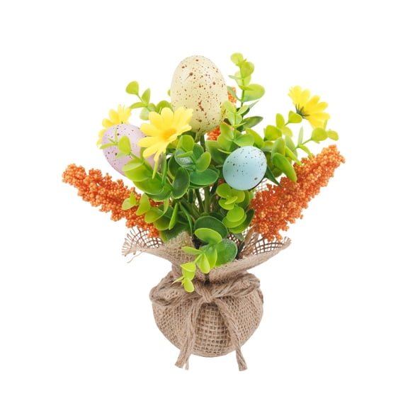 Mini Easter Egg Tree with Flexible Branches and Sturdy Linen Base for Fireplace Mantel Table Holiday Decoration B