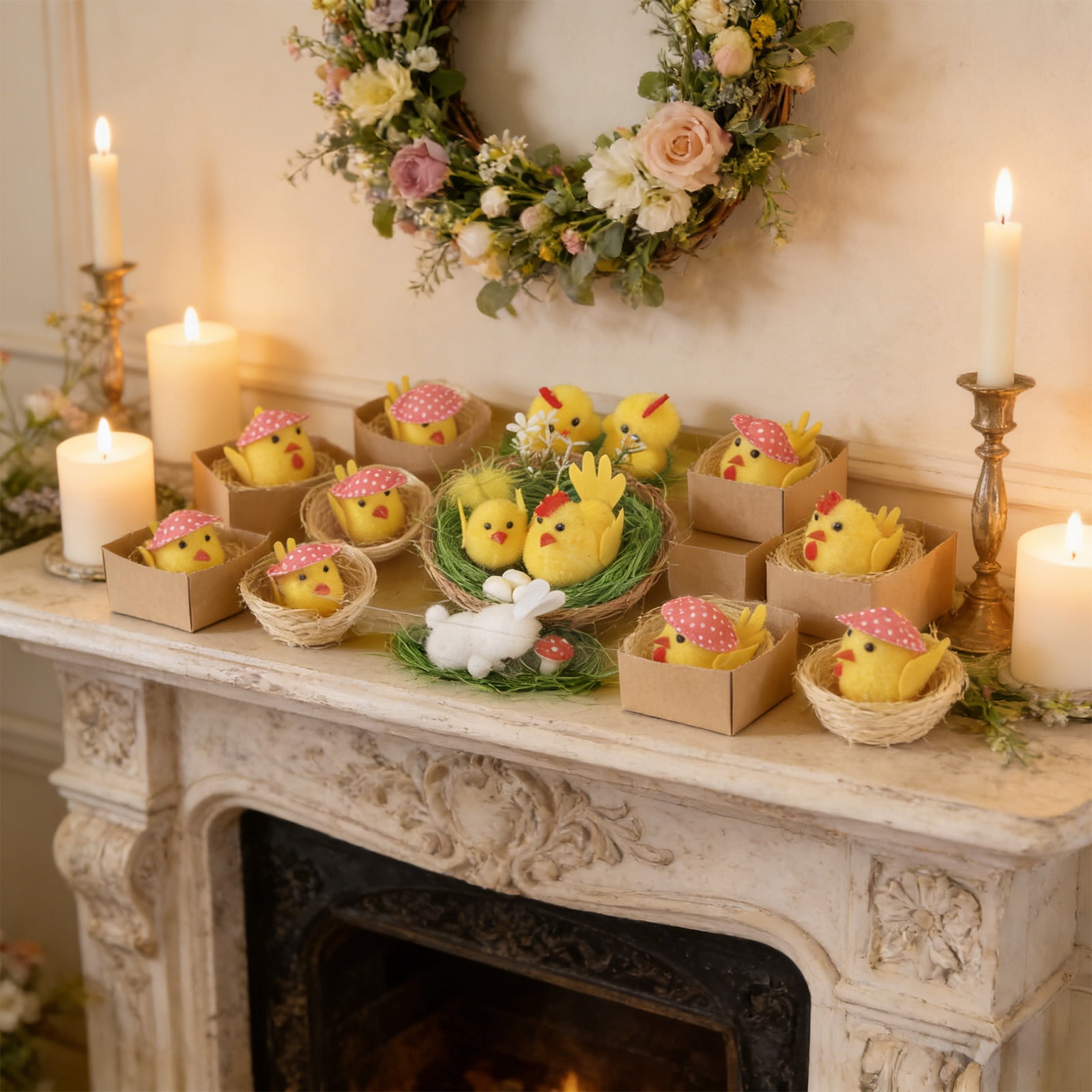 Mini Easter Plush Chicks Set, Tiny Chicks Stuffed Animal Easter Decor ...