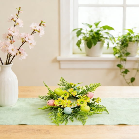 Mini Easter Wreath for Front Door, Artificial Easter Wreath, 11.8 inch Mini Spring Artificial Easter Egg Wreath, for Door Wall Porch Farmhouse Decor