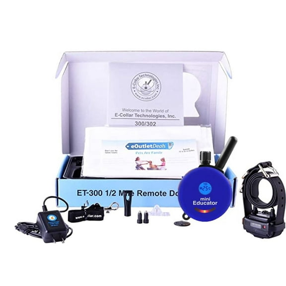 Mini Educator E-Collar ET-300 / ET-302 Dog Training Collar System with Remote - 1/2 Mile Range - Waterproof, Vibration, Tapping, Sensation - Bonus eOutletDeals Pet Towel