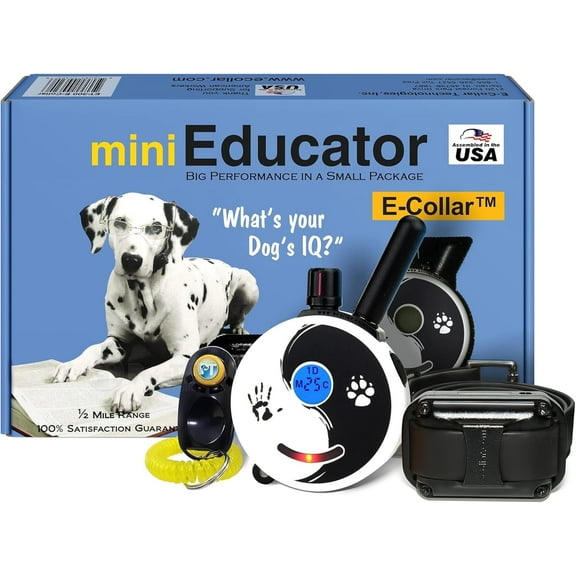 E-Collar ET‑300 Mini Educator Remote Humane Dog Training Collar ZEN – ½‑Mile Waterproof E‑Collar for Dogs 5 lb+ – Includes PetsTEK Clicker, 100 Levels