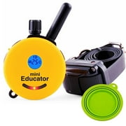 Mini Educator ET-300 eCollar Dog Training 1 Dog - Educator Remote Trainer - 1/2 Mile Remote Trainer ET-300 Waterproof - Vibration Tapping Sensation يشمل eOutletDeals Collapible Pet Travel Bowl