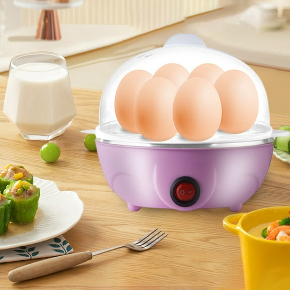 Mini Egg Cooker for Soft and Hard Boiled Eggs - Steamer for Up to 7 Eggs, Small Kitchen Appliance with Automatic Shut Off, One Button Operation, Space Saving Breakfast Maker with Extended Handle