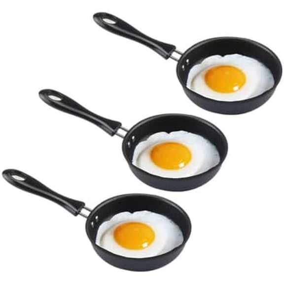Mini Egg Frying Pan 4.7-Inch 3Pcs, Non-stick One Egg Frying Pan with Bakelite Handle, Cast-Iron Pot Designed for Eggs and Pancakes, All Stoves are Compatible - Non Toxic$$Home Decor, Kitchen, & Other