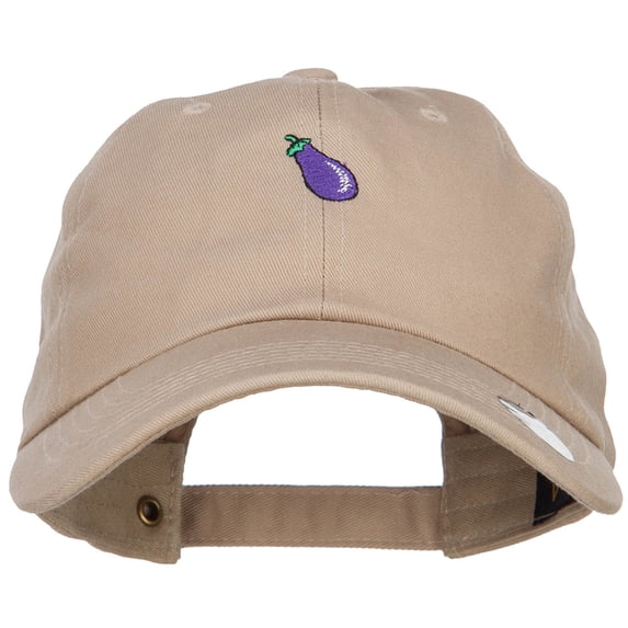 Mini Eggplant Embroidered Unstructed Cap - Khaki OSFM