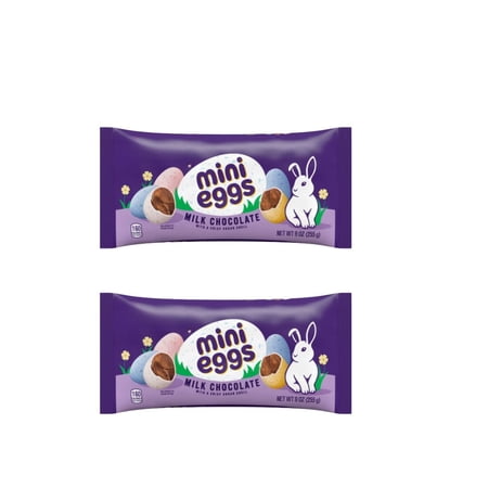 Mini Eggs Milk Chocolate, 2-Pack (9 oz Each), Easter Candy with Crisp Sugar Shell, Perfect for Snacking, Baking, and Gifting