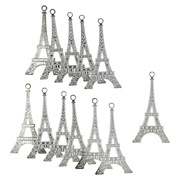 Mini Eiffel Tower Flat Charms, 2-3/4-inch, 12-count, Silver