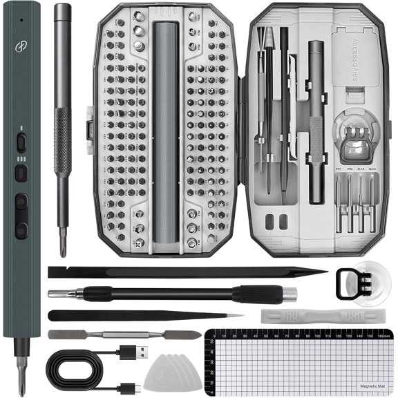 Mini Electric , 155 in 1 Electric Precision Set with 140 S2 Bits, Max 5 N.m, 650mAh , Small Power Repair Tool Kit for Computer RC