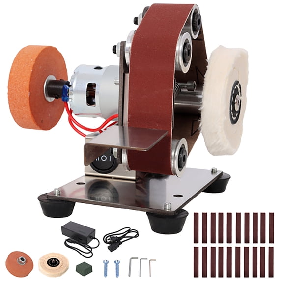 Mini Electric Belt Sander Adjustable 7 Speed Bench Grinder Kit Power Polisher DIY Polishing Grinding Tool