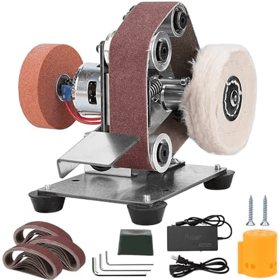 Mini Electric Belt-Sander Knife-Sharpener Sanding Machine - Small Bench Grinder Kit 7 Speed Adjustable Power Polisher DIY Polishing Grinding Tool For Metal Wood DIY Craft Jewelry$$