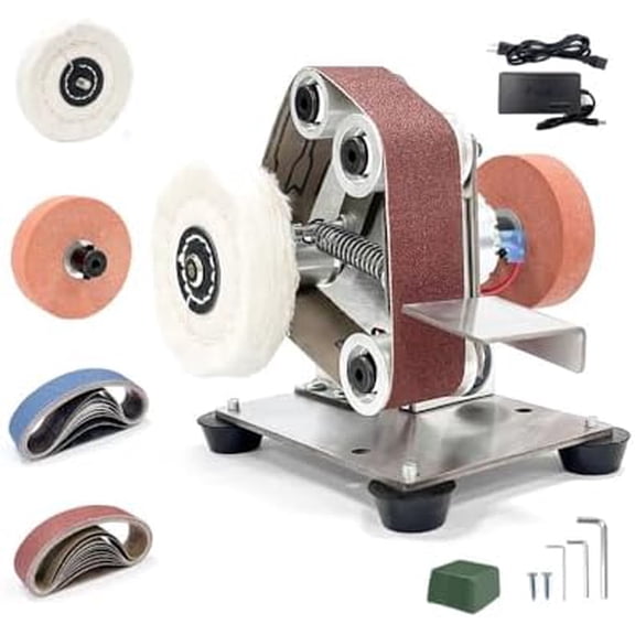 Mini Electric Belt-Sander Knife-Sharpener Sanding Machine - Small Bench Grinder Kit 7Speed Adjustable Power Polisher DIY Polishing Grinding Tool For Knife Making, WoodMetal Working, Handcraft