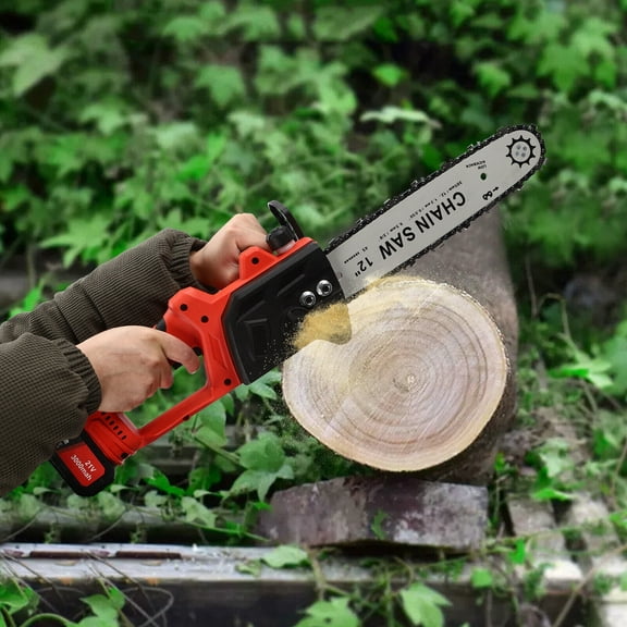 Mini Electric Chainsaw, 12" Portable Cordless Chainsaw, 21V Battery Powered Brushless Chain Saw, Electric Handheld ChainSaw Kit with Battery and Charger for Tree Felling, Pruning, Firewood