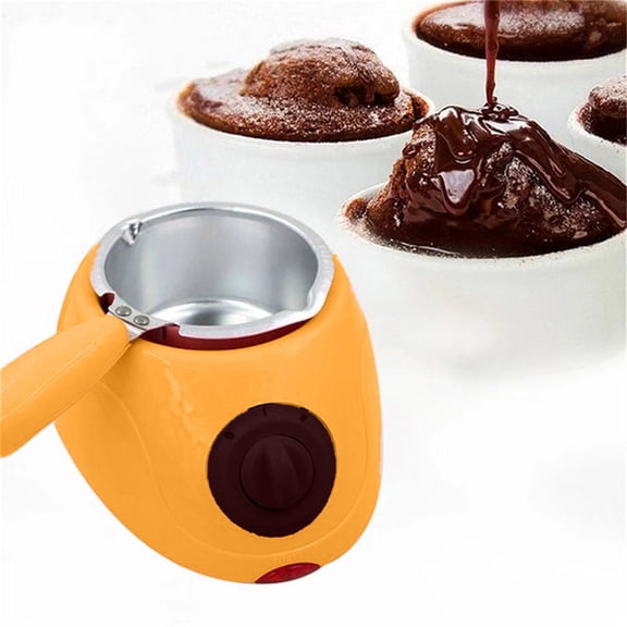 Mini Electric Chocolate Melting Pot, Dual Temperature Control Fondue Warmer Set with Moulds & Accessories for Chocolate Cheese Butter Candy,Orange