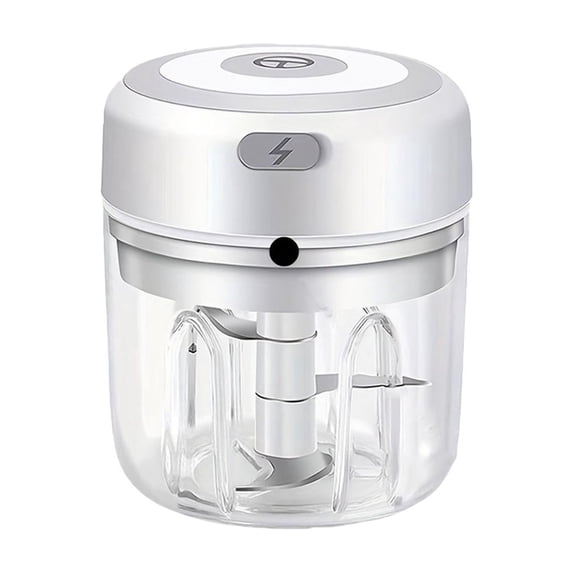 Mini Electric Chopper with 3-Blade Design, 8.5 Fl Oz Capacity, White, for Kitchen Prep