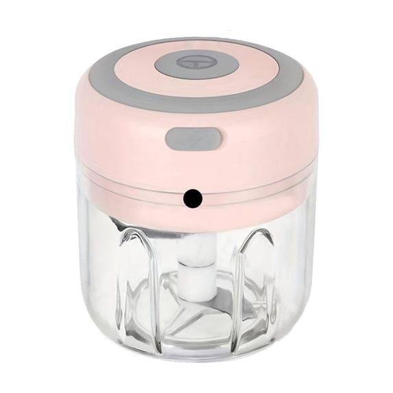 Mini Electric Chopper with 3-Blade Glass Sculpted Piece, 8.5 Oz, Pink, for Garlic and Vegetables
