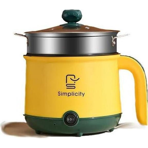 Mini Electric Cooker With Steamer, 1.8L Non-Stick Hot Pot, Portable Ramen Small