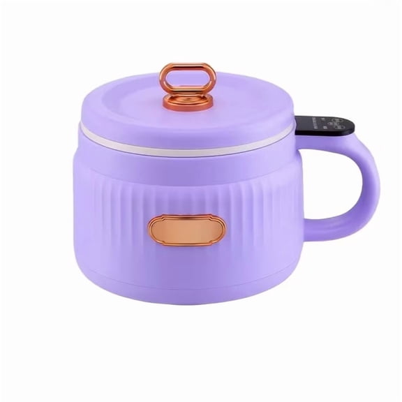 Mini Electric Cooking Pot 54.1oz Smart Timer Rice Cooker, Non-Stick 1.6L Compact Cooker for Dorm, Office, Small Kitchen Multifunctional Noodle Soup Pot with One-Touch Control
