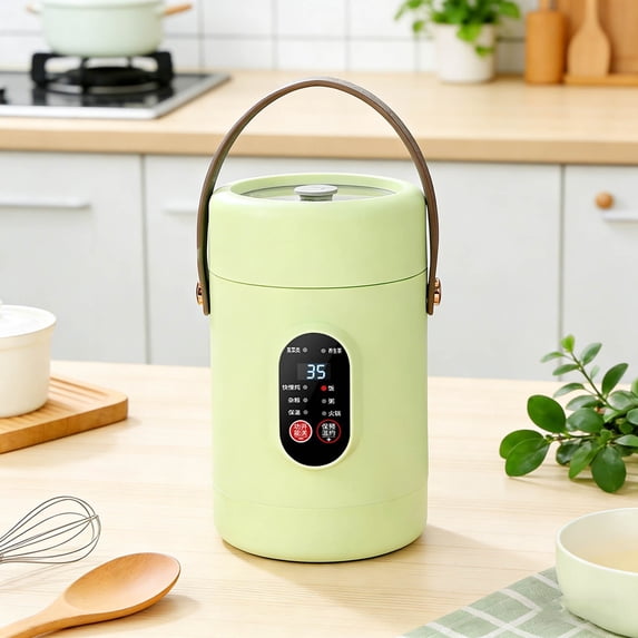 Mini Electric Cooking Pot Portable Porridge Cooker with Steaming Rack Lid and Handle 54.1oz Multifunctional Stewing Cooking Pot for Ramen Rapid Noodles Soup Dorm Travel Picnic US Plug(Green,54.1oz)