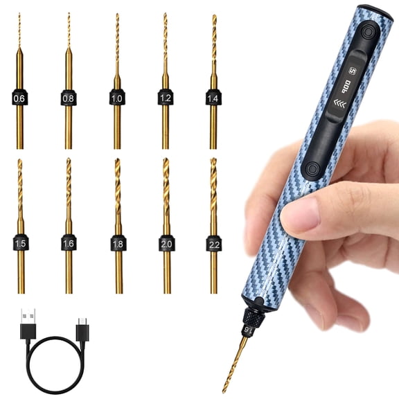Mini Electric Drill, Precision Hand Drill with OLED Display, Lightweight Body, Adjustable Speed for Resin, Jewelry Making, Wood and DIY Projects