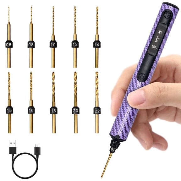 Mini Electric Drill, Precision Hand Drill with OLED Display, Lightweight Body, Adjustable Speed for Resin, Jewelry Making, Wood and DIY Projects