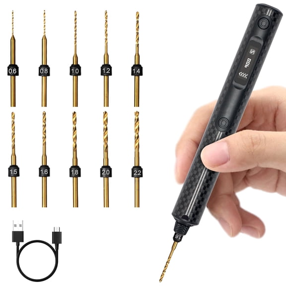 Mini Electric Drill, Precision Hand Drill with OLED Display, Lightweight Body, Adjustable Speed for Resin, Jewelry Making, Wood and DIY Projects