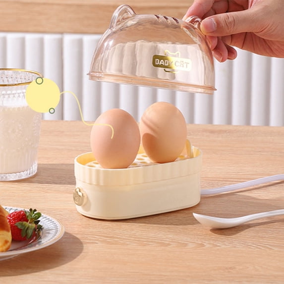 Mini Electric Egg Cooker, 2-Egg Steamer with Automatic Shut Off, Compact Breakfast Machine for Home Dorm Office