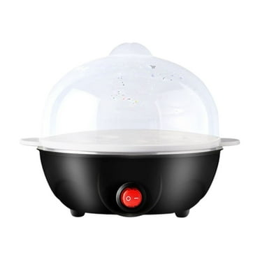 Mini Electric Egg Cooker - 7-Egg Capacity Stainless Steel Steamer with Auto Shut-Off, 5.7x5.7x4.9in Compact Breakfast Appliance (Black)​