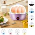 thumbnail image 1 of Mini Electric Egg Cooker - 7-Egg Capacity Stainless Steel Steamer with Auto Shut-Off, 5.7x5.7x4.9in Compact Breakfast Appliance (Pink)​, 1 of 6