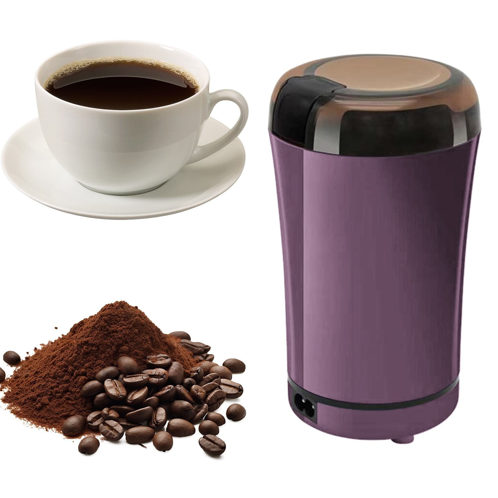 Mini Electric Food & Pill Grinder – Purple, Crush Pills, Vitamins & Supplements, Grind Coffee, Spices, Nuts, Easy-to-Use Push-Button, Safe for Elderly, Children & Pets